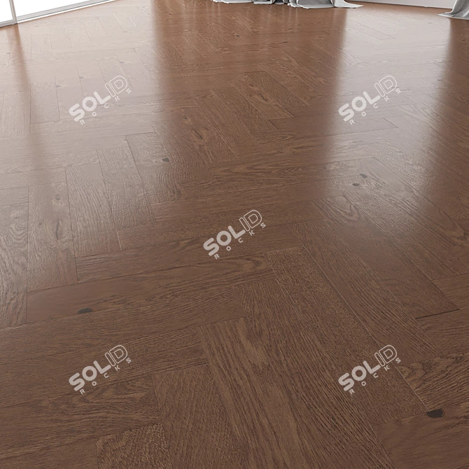 Premium Oak Parquet Set - Walnut Brushed 3D model image 4