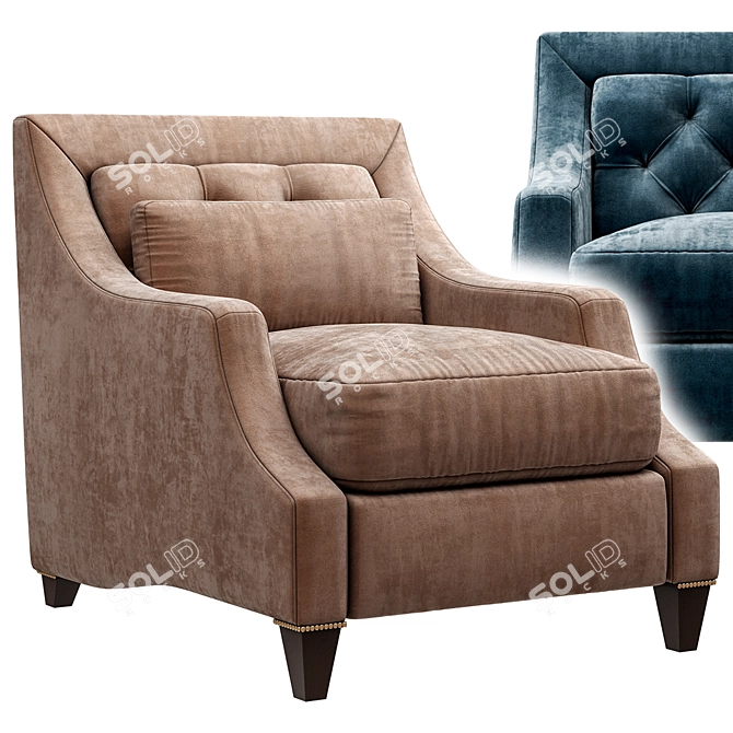 Sophisticated Club Tufted Armchair 3D model image 2