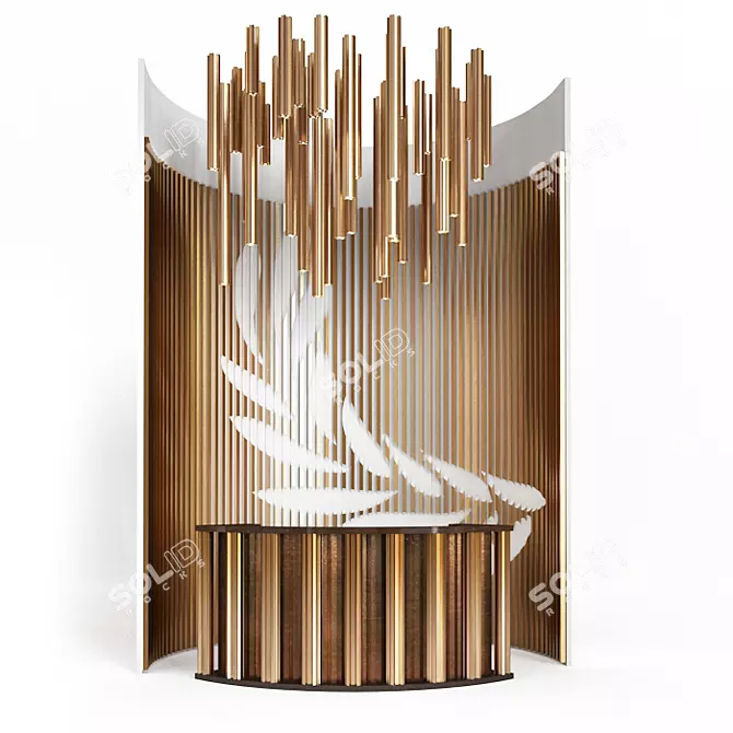 Sleek Curved Wall Reception Desk 3D model image 1