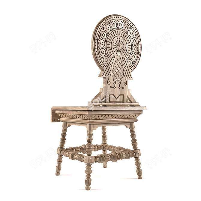 Authentic Russian Chair: Dark Ash Finish 3D model image 3