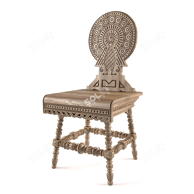 Authentic Russian Chair: Dark Ash Finish 3D model image 5