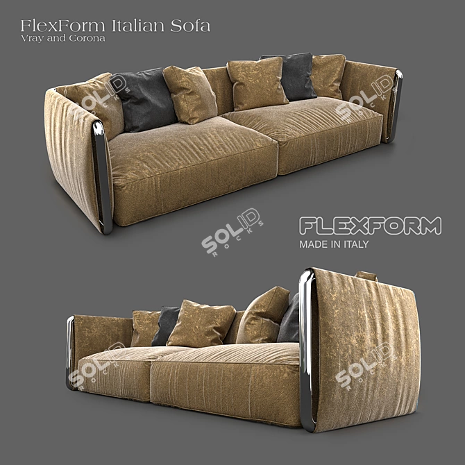 Elegant Italian Sofa 3D model image 1