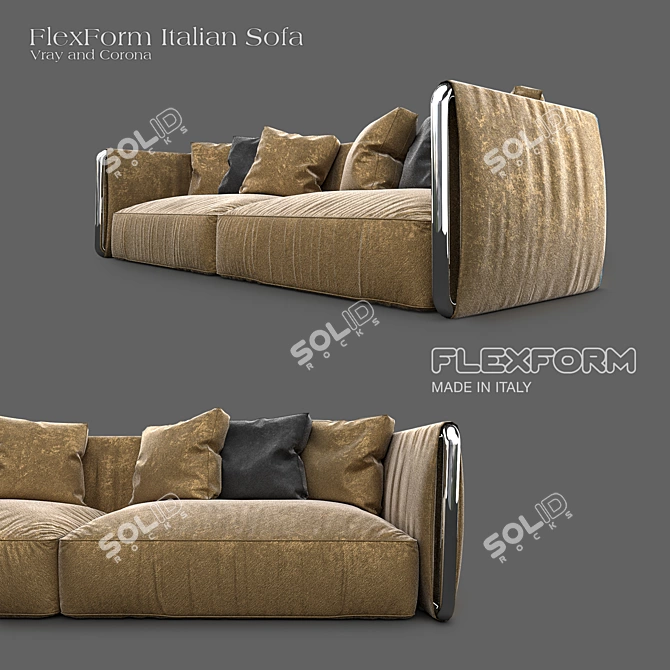 Elegant Italian Sofa 3D model image 3