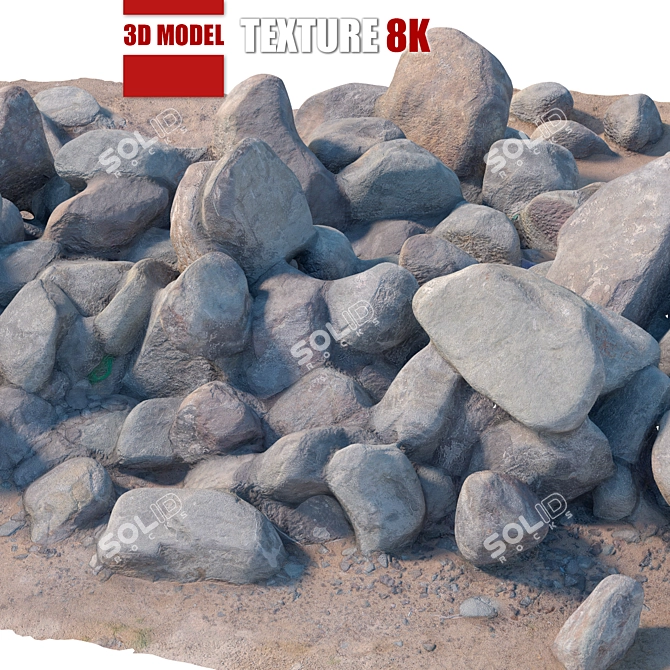 Detailed Stone Model - 8K Textured+Retopology 3D model image 3