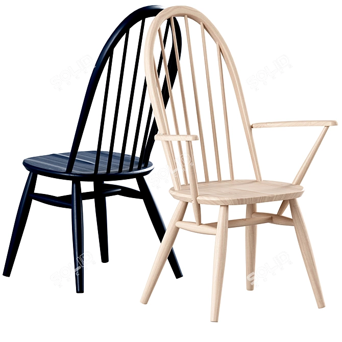 Elegant Windsor Quaker Dining Chair 3D model image 1