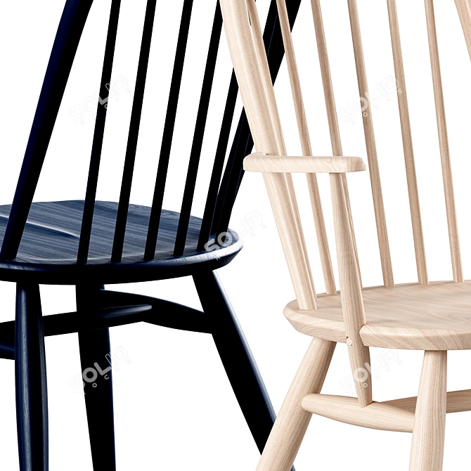 Elegant Windsor Quaker Dining Chair 3D model image 2