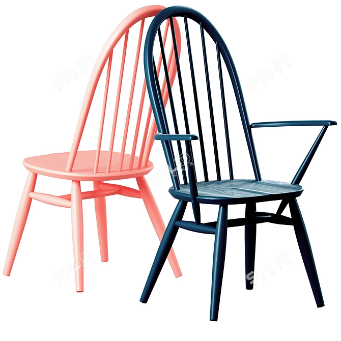 Elegant Windsor Quaker Dining Chair 3D model image 3