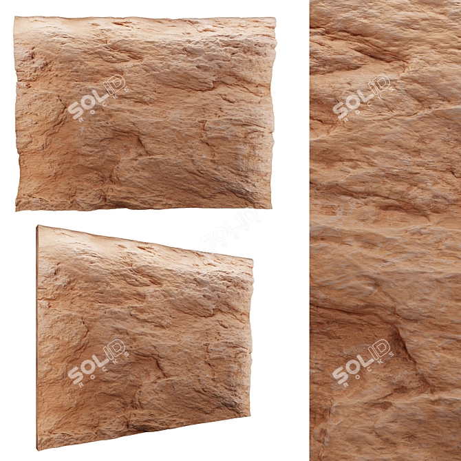 Red Stone Wall: High-Resolution Texture 3D model image 1