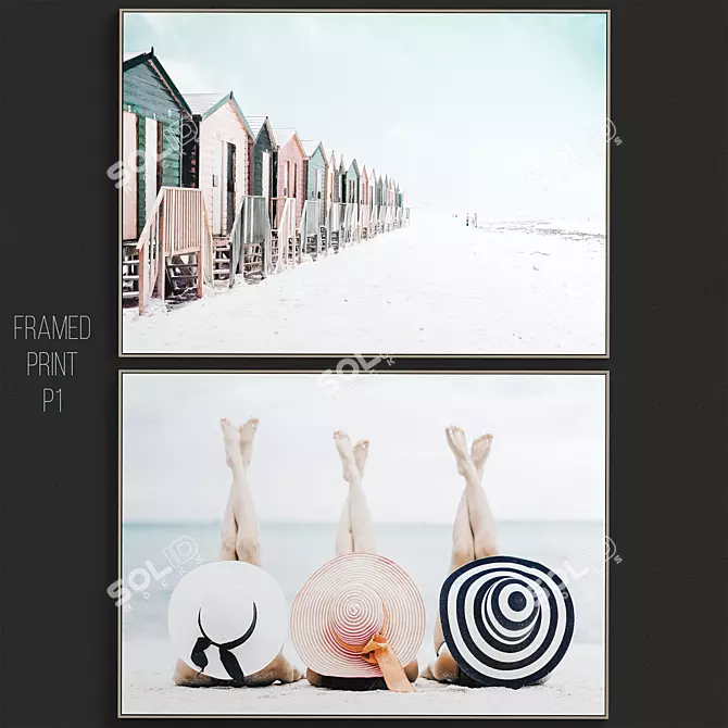 Coastal Framed Prints Set 3D model image 1