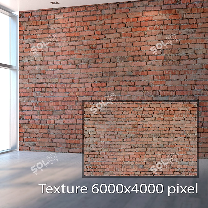 Seamless Brick Red Textured Wall 3D model image 2