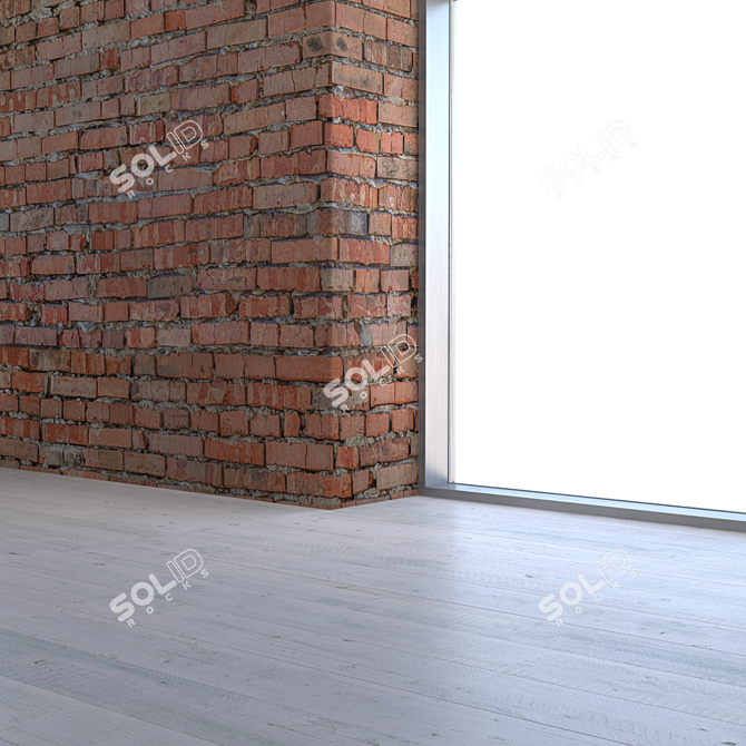 Seamless Brick Red Textured Wall 3D model image 3