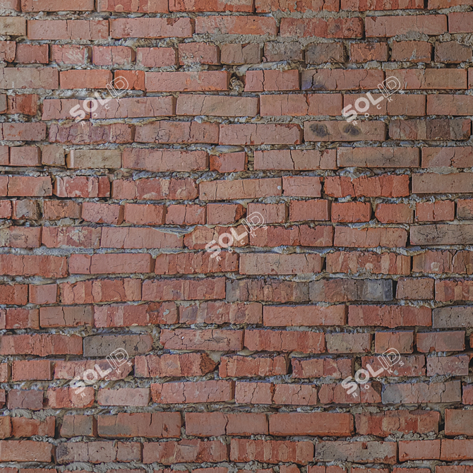 Seamless Brick Red Textured Wall 3D model image 4