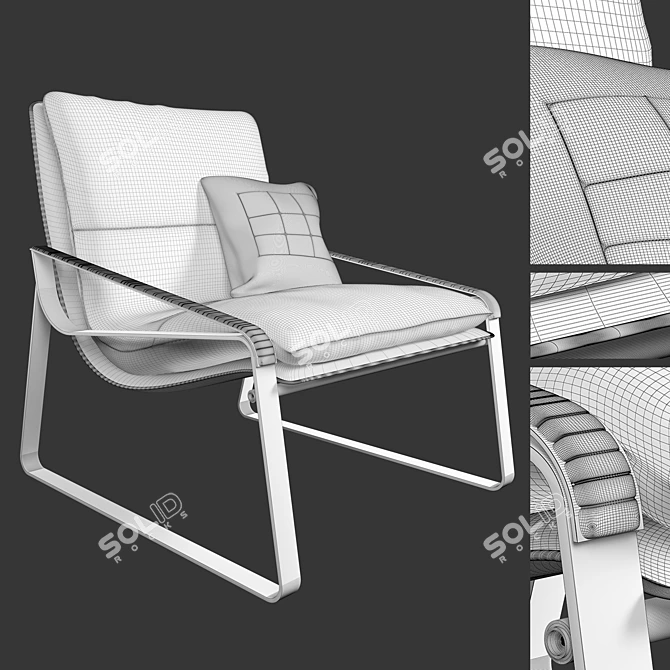Sleek Modern Lounge Armchair 3D model image 2