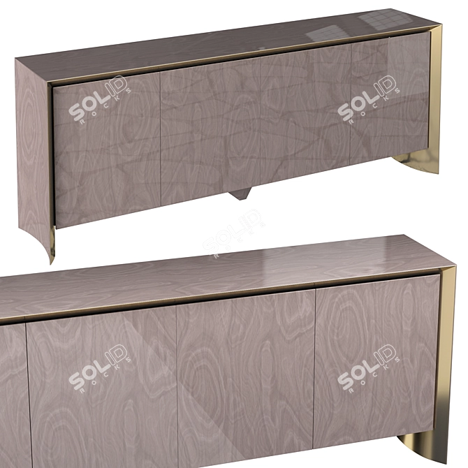 Elegant Hamilton Cabinet: Wood, Stainless Steel 3D model image 1