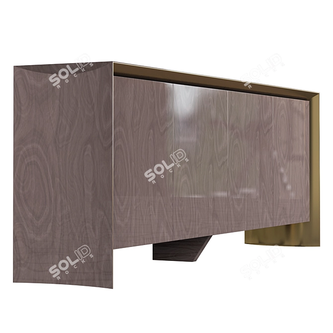 Elegant Hamilton Cabinet: Wood, Stainless Steel 3D model image 2
