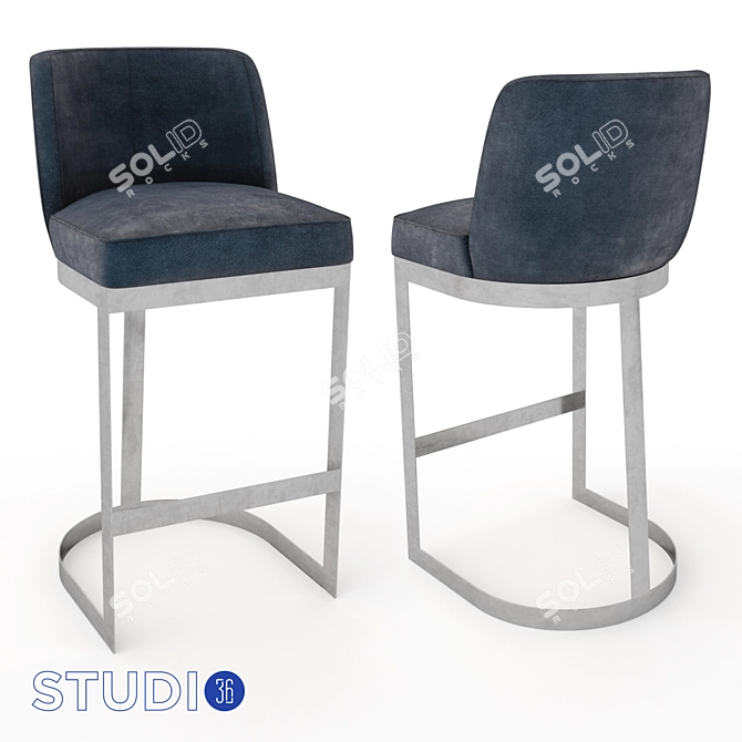 Elegant Steel Bar Stool - Model J129 3D model image 1