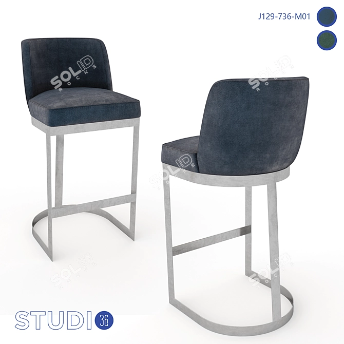 Elegant Steel Bar Stool - Model J129 3D model image 4