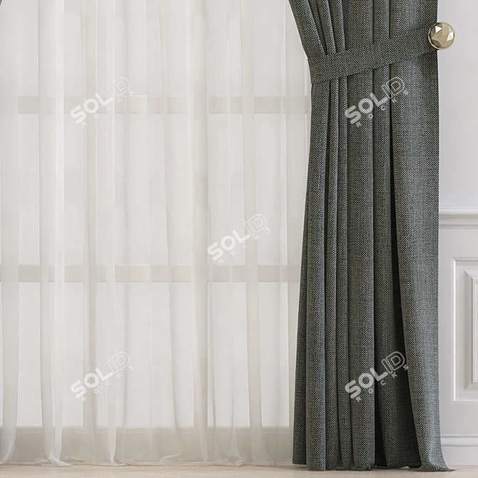 632 Curtain: Optimized Design and Enhanced Detail 3D model image 2