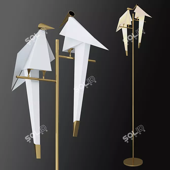 Golden Birds LED Floor Lamp 3D model image 1