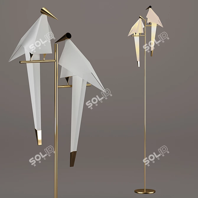 Golden Birds LED Floor Lamp 3D model image 2