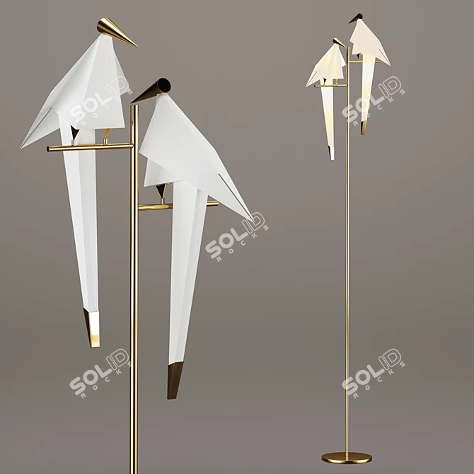 Golden Birds LED Floor Lamp 3D model image 3