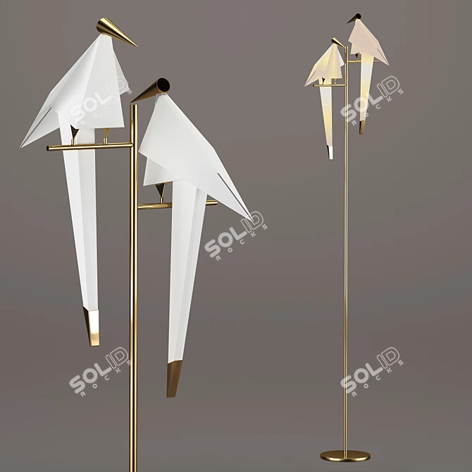Golden Birds LED Floor Lamp 3D model image 5