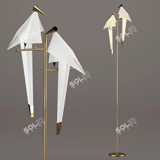 Golden Birds LED Floor Lamp 3D model image 6