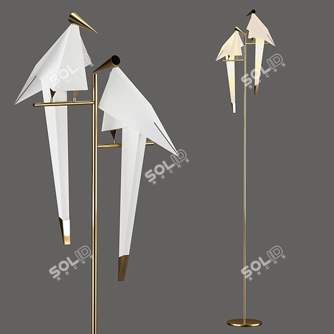 Golden Birds LED Floor Lamp 3D model image 7