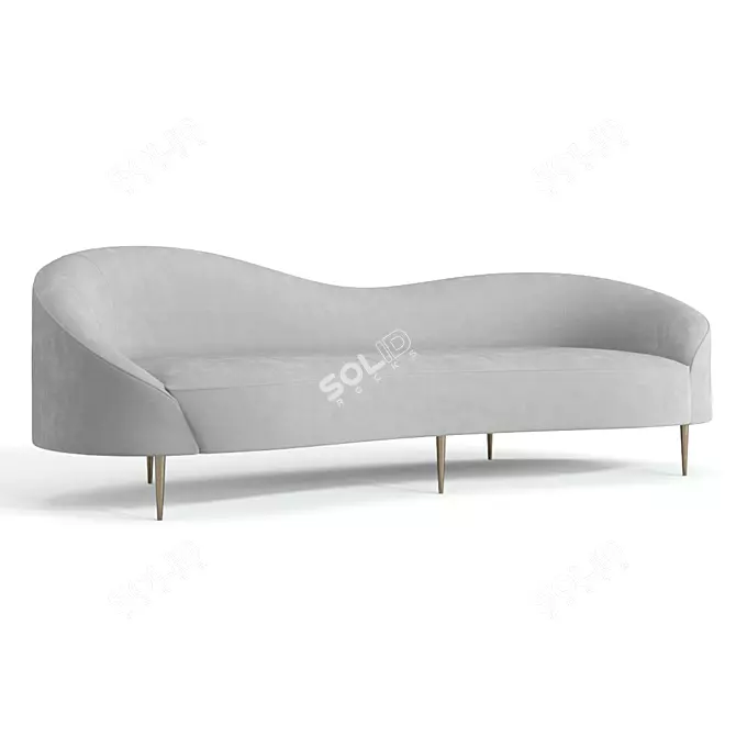 Elegant Gray Velvet Sofa 3D model image 1