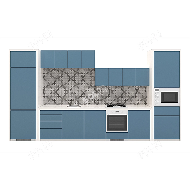 Modern Kitchen Model with Textures 3D model image 1