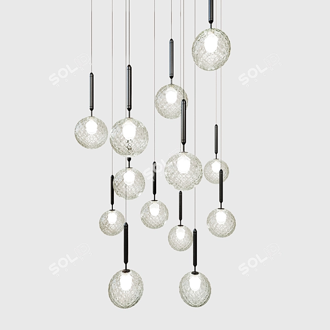 Elegant Glass Pendant Light 3D model image 1