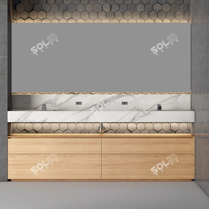 Elegant Clay & Marble Bathroom Cabinet 3D model image 3