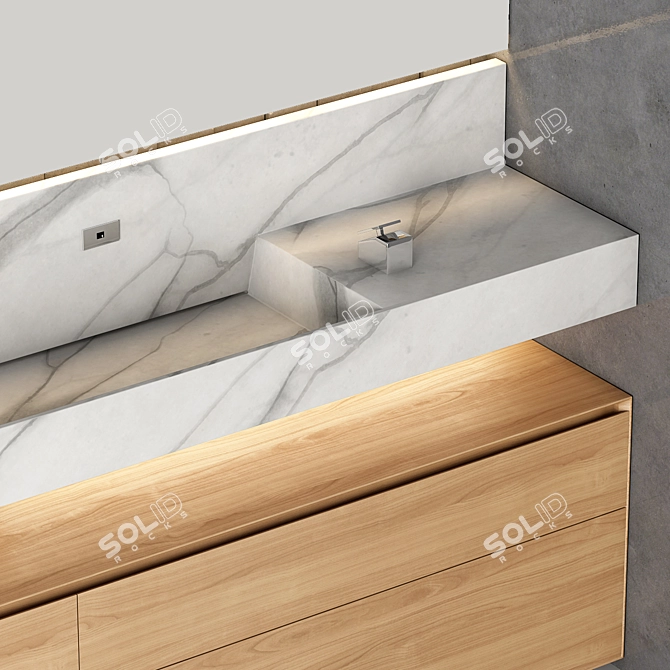 Elegant Clay & Marble Bathroom Cabinet 3D model image 4