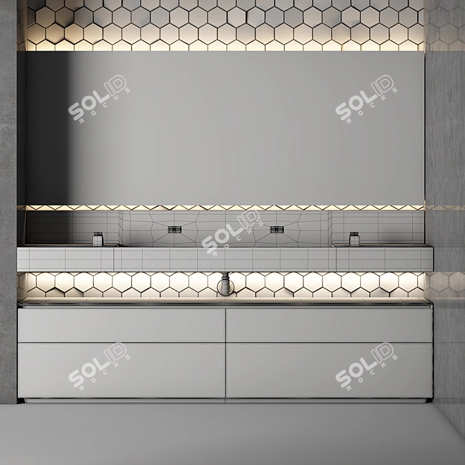 Elegant Clay & Marble Bathroom Cabinet 3D model image 5