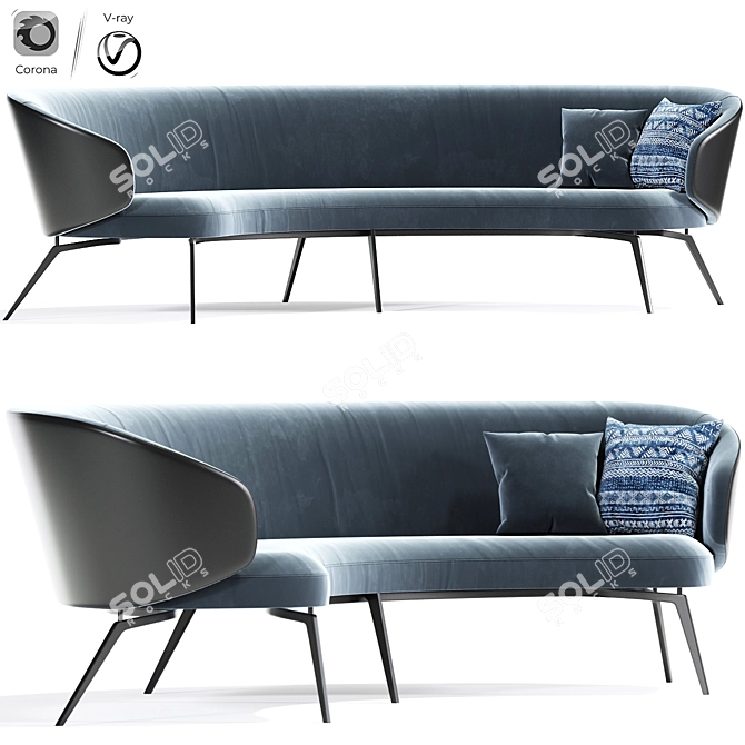 Bice Curve Sofa: Custom Design & Superior Comfort 3D model image 1
