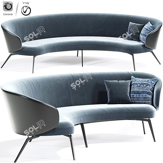 Bice Curve Sofa: Custom Design & Superior Comfort 3D model image 2