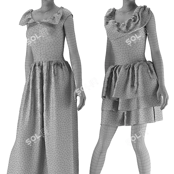 Elegant Fashion Showcase Dresses 3D model image 4