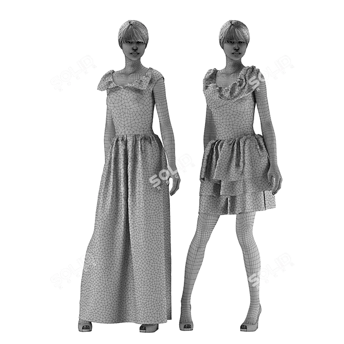 Elegant Fashion Showcase Dresses 3D model image 5