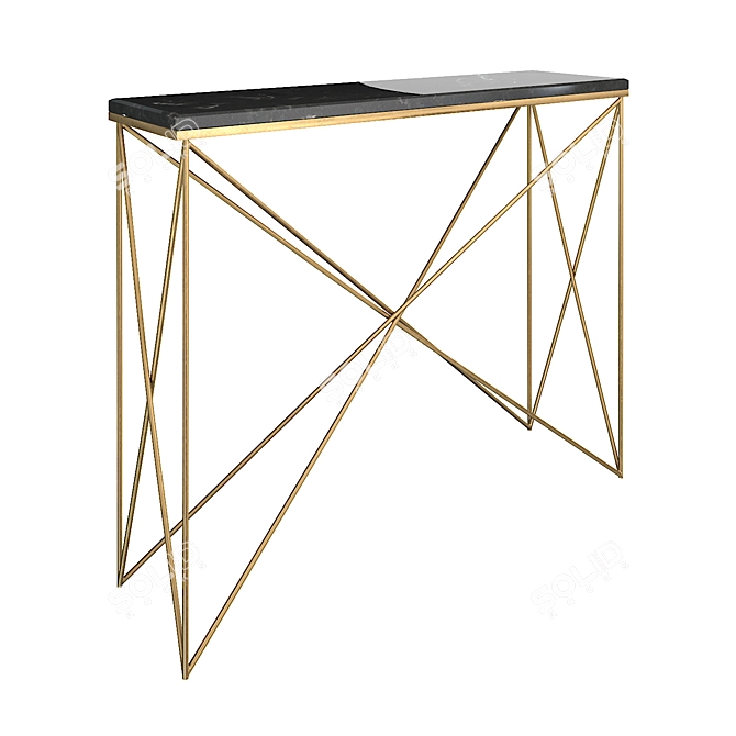 Modern Stone Metal Geo Console 3D model image 1