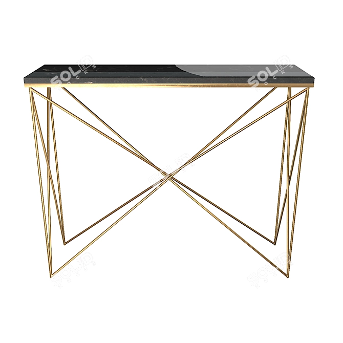 Modern Stone Metal Geo Console 3D model image 2