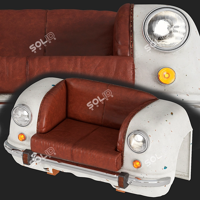 AMBASADOR II - Modern Brown Leather Sofa 3D model image 5