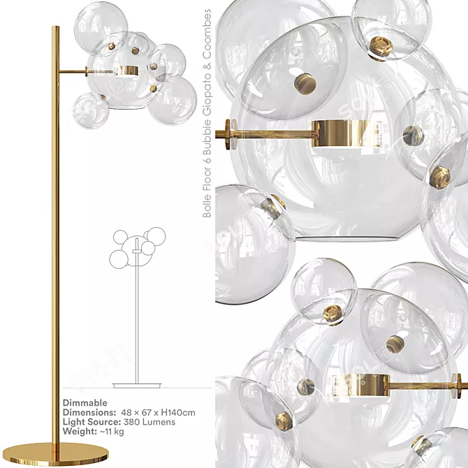 Bolle Floor Bubble Lamp: Modern Elegance 3D model image 1