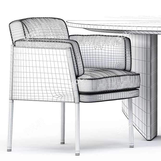 Sleek Shelley Chair & Wedge Table 3D model image 5