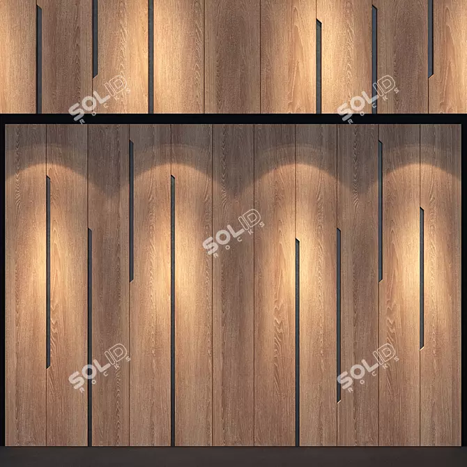 Elegant Oak Wood Panel 3D model image 1