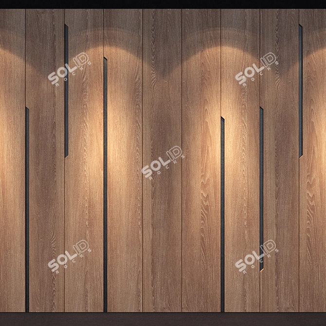 Elegant Oak Wood Panel 3D model image 2