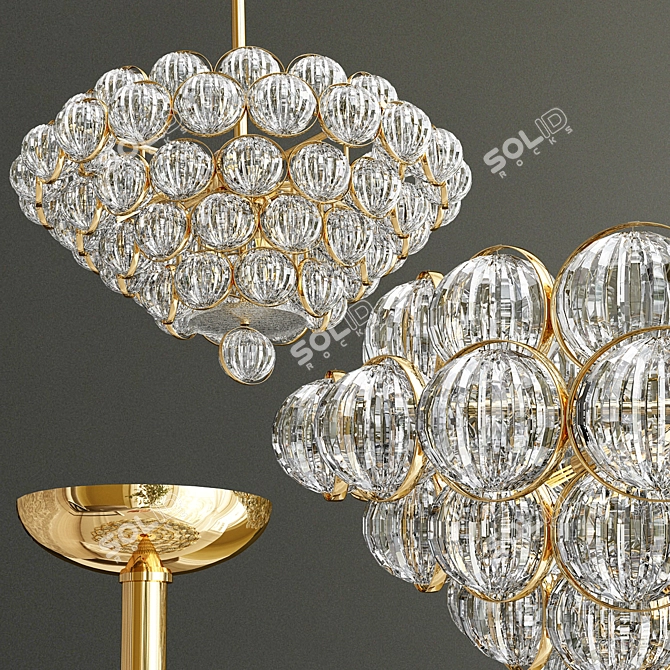 Elegant Gold Glass Chandelier 3D model image 3