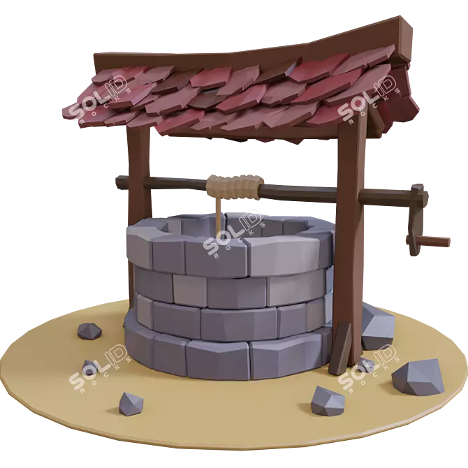 Poly Well: Minimalistic 3D Art 3D model image 1