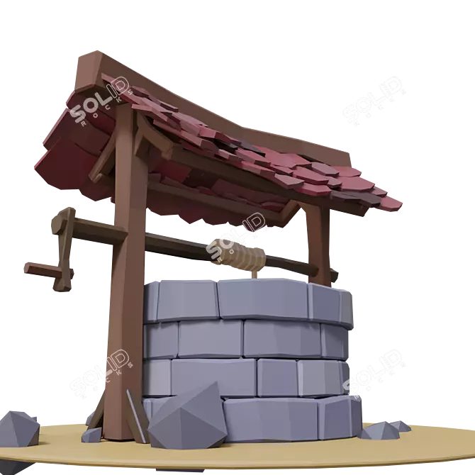 Poly Well: Minimalistic 3D Art 3D model image 2