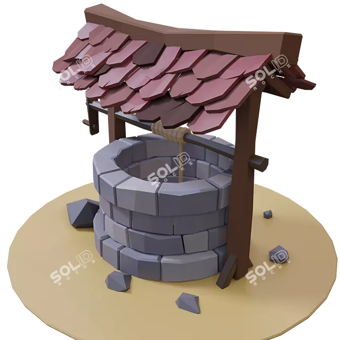 Poly Well: Minimalistic 3D Art 3D model image 3