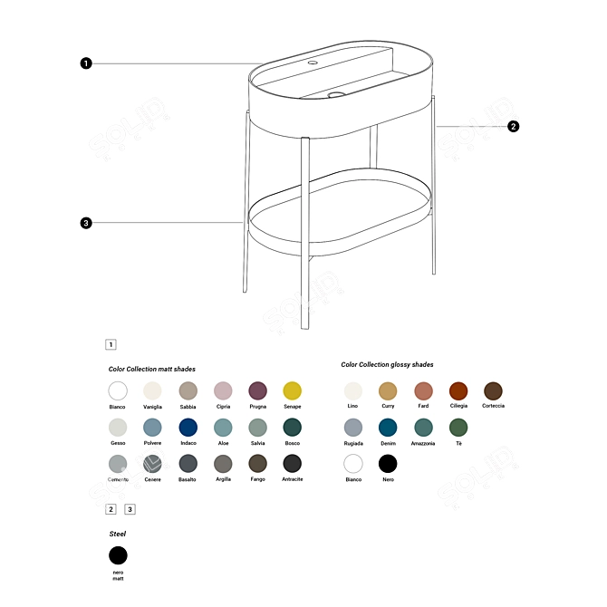 Sleek Console Set with Elegant Washbasin and Stylish Mirror 3D model image 2